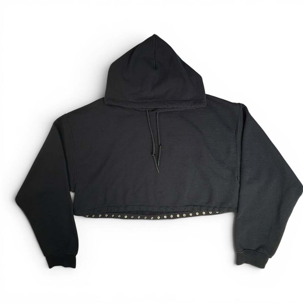 Opening Ceremony Black Cropped Grommet Studded Hoodie Size M/L